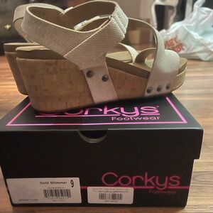 Beige sparkle Corky Sandals 9